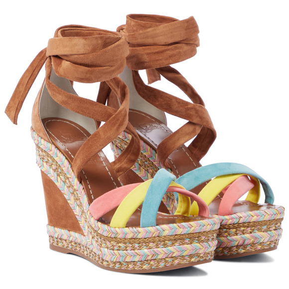 Christian Louboutin Lagoadonna 120 Brown Lace Up Platform Wedge Sandal Heel 41 - Picture 3 of 7